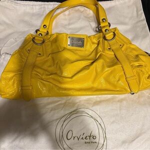 Vintage Bright yellow Orvieto bag with silver hardware #yellowbag